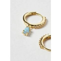 Oliver Bonas Blue Pavati Inlay Hoop And Stone Gold Plated Drop Hoop Earrings -Oliver Bonas Shop unnamed file 346