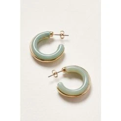 Oliver Bonas Green Sansa Resin Inlay Hoop Earrings -Oliver Bonas Shop unnamed file 359