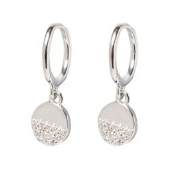 Oliver Bonas Silver Tone Linnea Stone Detail Semi Circle Drop Earrings