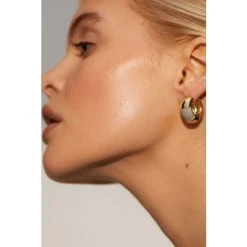 Oliver Bonas Natural Muriel Grey Click Huggie Earrings -Oliver Bonas Shop unnamed file 367