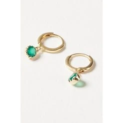 Oliver Bonas Alula Round Green Onyx Drop Gold Plated Huggie Earrings -Oliver Bonas Shop unnamed file 370
