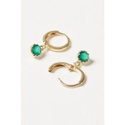 Oliver Bonas Alula Round Green Onyx Drop Gold Plated Huggie Earrings -Oliver Bonas Shop unnamed file 371