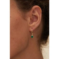 Oliver Bonas Alula Round Green Onyx Drop Gold Plated Huggie Earrings -Oliver Bonas Shop unnamed file 372