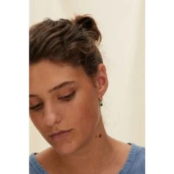 Oliver Bonas Alula Round Green Onyx Drop Gold Plated Huggie Earrings -Oliver Bonas Shop unnamed file 373