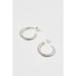 Oliver Bonas Silver Delta Twist Curve Silver Hoop Earrings Large -Oliver Bonas Shop unnamed file 376