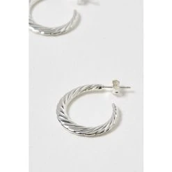 Oliver Bonas Silver Delta Twist Curve Silver Hoop Earrings Large -Oliver Bonas Shop unnamed file 377