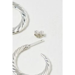 Oliver Bonas Silver Delta Twist Curve Silver Hoop Earrings Large -Oliver Bonas Shop unnamed file 378