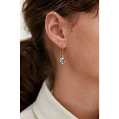 Oliver Bonas Grey Blythe Pebble Charm Paua Shell Gold Plated Hoop Earrings -Oliver Bonas Shop unnamed file 381