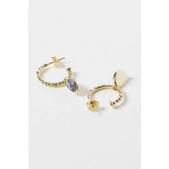 Oliver Bonas Grey Blythe Pebble Charm Paua Shell Gold Plated Hoop Earrings -Oliver Bonas Shop unnamed file 383