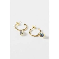 Oliver Bonas Grey Blythe Pebble Charm Paua Shell Gold Plated Hoop Earrings -Oliver Bonas Shop unnamed file 384