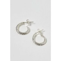 Oliver Bonas Silver Aqua Twist Curve Silver Hoop Earrings -Oliver Bonas Shop unnamed file 397