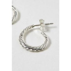 Oliver Bonas Silver Aqua Twist Curve Silver Hoop Earrings -Oliver Bonas Shop unnamed file 399