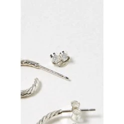 Oliver Bonas Silver Aqua Twist Curve Silver Hoop Earrings -Oliver Bonas Shop unnamed file 400