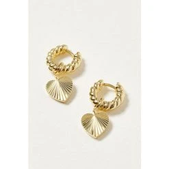 Oliver Bonas Womens Gold Plated Brass Adelaide Chunky Twist Hoop & Heart Charm Drop Earrings -Oliver Bonas Shop unnamed file 404