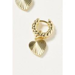 Oliver Bonas Womens Gold Plated Brass Adelaide Chunky Twist Hoop & Heart Charm Drop Earrings -Oliver Bonas Shop unnamed file 405