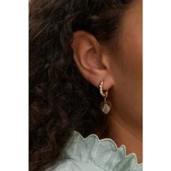 Oliver Bonas Womens Gold Plated Brass Adelaide Chunky Twist Hoop & Heart Charm Drop Earrings -Oliver Bonas Shop unnamed file 408