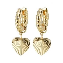 Oliver Bonas Womens Gold Plated Brass Adelaide Chunky Twist Hoop & Heart Charm Drop Earrings -Oliver Bonas Shop unnamed file 409