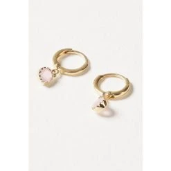 Oliver Bonas Pink Alula Round Quartz Drop Gold Plated Huggie Earrings -Oliver Bonas Shop unnamed file 411