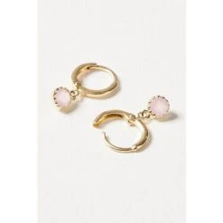 Oliver Bonas Pink Alula Round Quartz Drop Gold Plated Huggie Earrings -Oliver Bonas Shop unnamed file 412