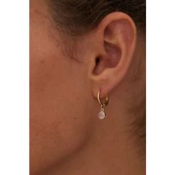 Oliver Bonas Pink Alula Round Quartz Drop Gold Plated Huggie Earrings -Oliver Bonas Shop unnamed file 413