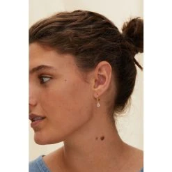 Oliver Bonas Pink Alula Round Quartz Drop Gold Plated Huggie Earrings -Oliver Bonas Shop unnamed file 414