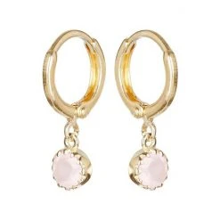 Oliver Bonas Pink Alula Round Quartz Drop Gold Plated Huggie Earrings -Oliver Bonas Shop unnamed file 415