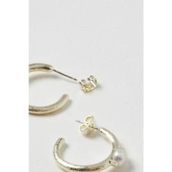 Oliver Bonas Bliss White Pearl Detail Gold Plated Hoop Earrings -Oliver Bonas Shop unnamed file 478