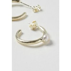 Oliver Bonas Bliss White Pearl Detail Gold Plated Hoop Earrings -Oliver Bonas Shop unnamed file 479