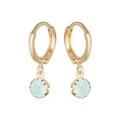 Oliver Bonas Alula Round Blue Chalcedony Drop Gold Plated Huggie Earrings