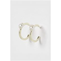 Oliver Bonas Bliss White Pearl Detail Gold Plated Hoop Earrings -Oliver Bonas Shop unnamed file 480
