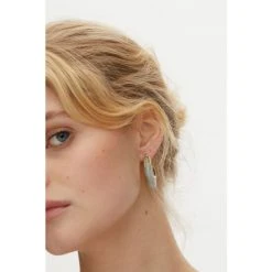 Oliver Bonas Green Enora Organic Shaped Resin Inlay Hoop Earrings -Oliver Bonas Shop unnamed file 486