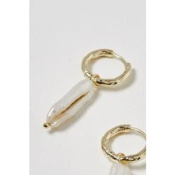 Oliver Bonas Adria White Long Pearl Gold Plated Hoop Earrings -Oliver Bonas Shop unnamed file 506