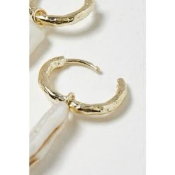 Oliver Bonas Adria White Long Pearl Gold Plated Hoop Earrings -Oliver Bonas Shop unnamed file 507