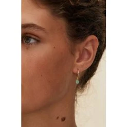 Oliver Bonas Alula Round Blue Chalcedony Drop Gold Plated Huggie Earrings -Oliver Bonas Shop unnamed file 51