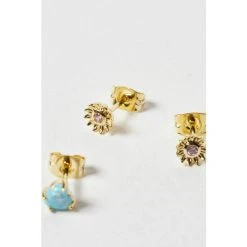 Oliver Bonas Blue Ula Flower Pearl And Heart Gold Plated Stud Earrings Pack Of Three -Oliver Bonas Shop unnamed file 513