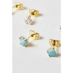 Oliver Bonas Blue Ula Flower Pearl And Heart Gold Plated Stud Earrings Pack Of Three -Oliver Bonas Shop unnamed file 514