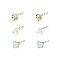 Oliver Bonas Blue Ula Flower Pearl And Heart Gold Plated Stud Earrings Pack Of Three -Oliver Bonas Shop unnamed file 516