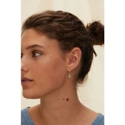 Oliver Bonas Alula Round Blue Chalcedony Drop Gold Plated Huggie Earrings -Oliver Bonas Shop unnamed file 52