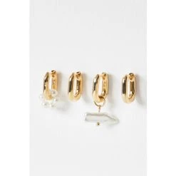Oliver Bonas Gold Bondi Pearl Mismatched Hoop Earrings Pack Of Four -Oliver Bonas Shop unnamed file 531