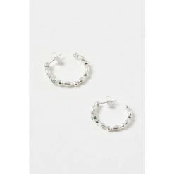 Oliver Bonas Blue Chara Bobble Blue Amazonite Inlay Silver Hoop Earrings -Oliver Bonas Shop unnamed file 557