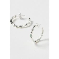 Oliver Bonas Blue Chara Bobble Blue Amazonite Inlay Silver Hoop Earrings -Oliver Bonas Shop unnamed file 559