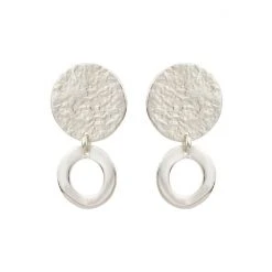 Oliver Bonas Silver Tone Disc Drop Earrings