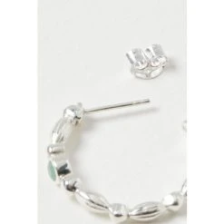 Oliver Bonas Blue Chara Bobble Blue Amazonite Inlay Silver Hoop Earrings -Oliver Bonas Shop unnamed file 560