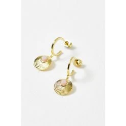 Oliver Bonas Pink Sydney Opal Stone Gold Plated Hoop Earrings -Oliver Bonas Shop unnamed file 565