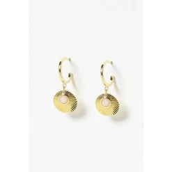 Oliver Bonas Pink Sydney Opal Stone Gold Plated Hoop Earrings -Oliver Bonas Shop unnamed file 566