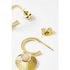 Oliver Bonas Pink Sydney Opal Stone Gold Plated Hoop Earrings -Oliver Bonas Shop unnamed file 568