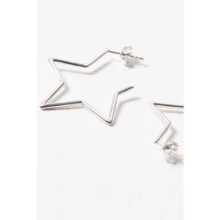 Oliver Bonas Silver Tone Star Outline Large Hoop Earrings -Oliver Bonas Shop unnamed file 605