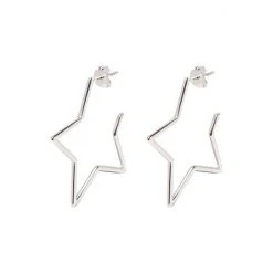 Oliver Bonas Silver Tone Star Outline Large Hoop Earrings -Oliver Bonas Shop unnamed file 608