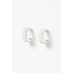Oliver Bonas Aleena Ribbed Texture Statement Silver Plated Hoop Earrings -Oliver Bonas Shop unnamed file 636