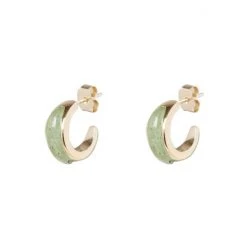 Oliver Bonas Green Oriana Aventurine Inlay Hoop Earrings